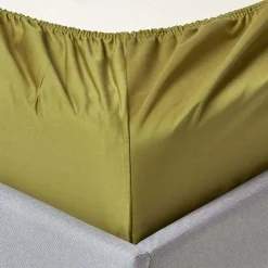 Homescapes Drap-housse uni grand bonnet 100 % coton égyptien 1000 fils vert olive 90 x 190 cm -* Drap Housse|Drap Housse