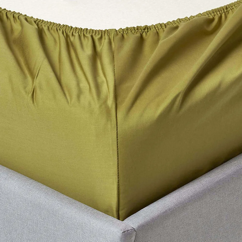 Homescapes Drap-housse uni grand bonnet 100 % coton égyptien 1000 fils vert olive 90 x 190 cm -* Drap Housse|Drap Housse
