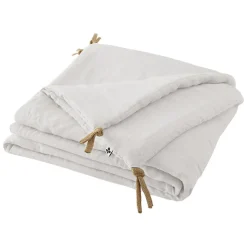 Édredon 90 x 200 cm lin lavé blanc avec 4 nouettes en jute - LUISA>Meubletmoi Outlet