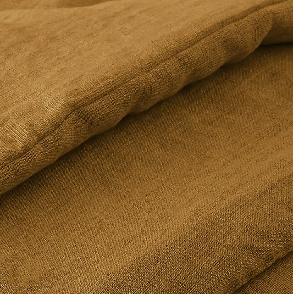 Meubletmoi Édredon 90 x 200 cm lin lavé caramel avec 4 nouettes en jute - LUISA* Boutis, Couvre-Lit, Édredon