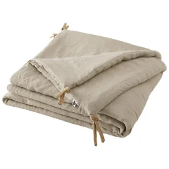 Édredon 150 x 150 cm lin lavé sable avec 4 nouettes en jute - LUISA>Meubletmoi Best