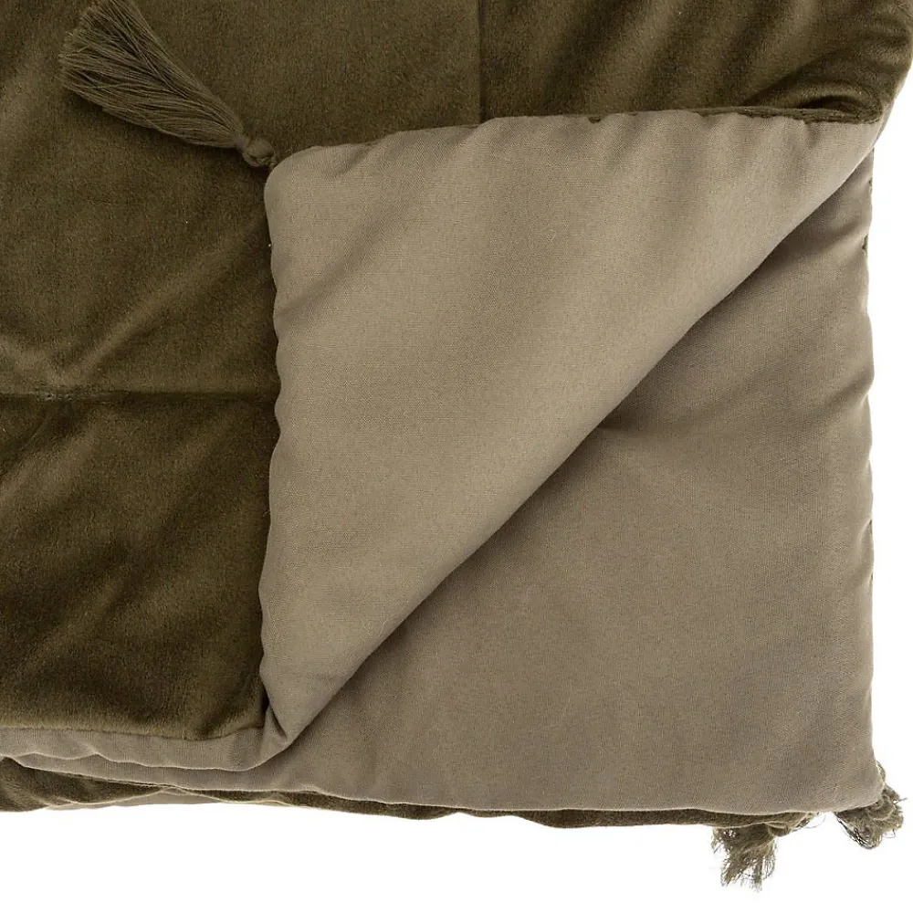 Édredon Sonia - velours - vert kaki 80x180 cm - Atmosphera>Atmosphera Créateur D'Intérieur Outlet