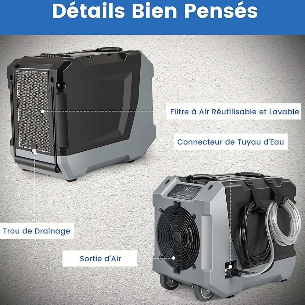 Déshumidificateur 85 L jour Déshumidificateur Mobile avec Dégivrage Automatique Minuterie 24H Tuyau de drainage Pompe Noir>Giantex Discount