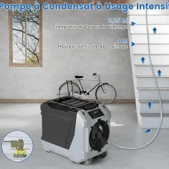 Déshumidificateur 85 L jour Déshumidificateur Mobile avec Dégivrage Automatique Minuterie 24H Tuyau de drainage Pompe Noir><noscript><img width=