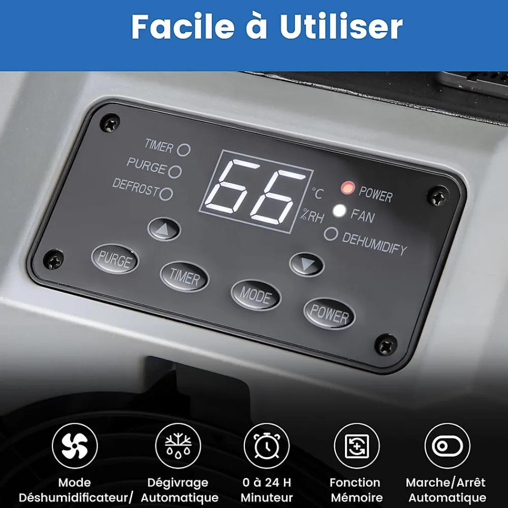 Déshumidificateur 85 L jour Déshumidificateur Mobile avec Dégivrage Automatique Minuterie 24H Tuyau de drainage Pompe Noir>Giantex Discount