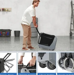 Déshumidificateur 85 L jour Déshumidificateur Mobile avec Dégivrage Automatique Minuterie 24H Tuyau de drainage Pompe Noir><noscript><img width=