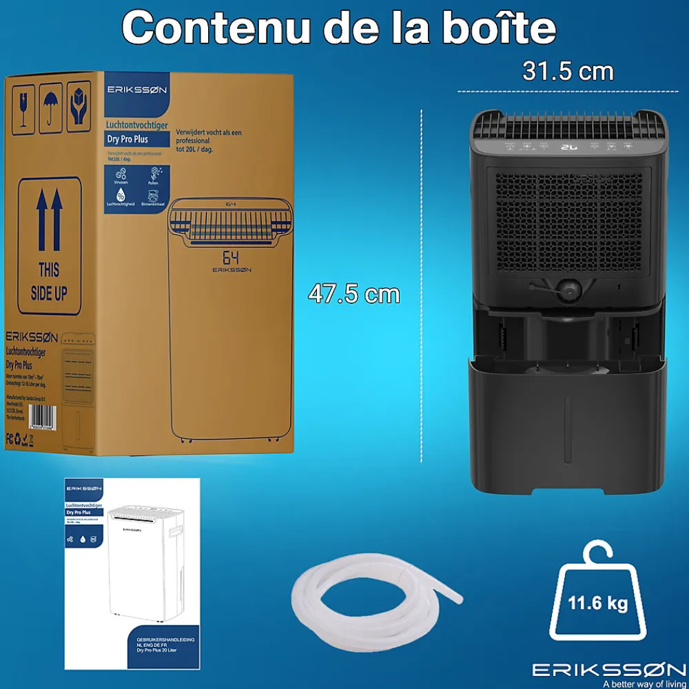 Déshumidificateur 20 litres adapté pour chambre salon cave Dehumidifier>Eriksson Clearance