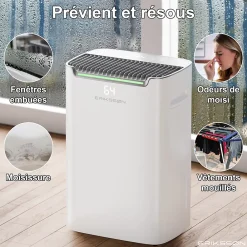 Eriksson Déshumidificateur 20 litres adapté pour chambre salon cave Dehumidifier* Déshumidificateur D'Air