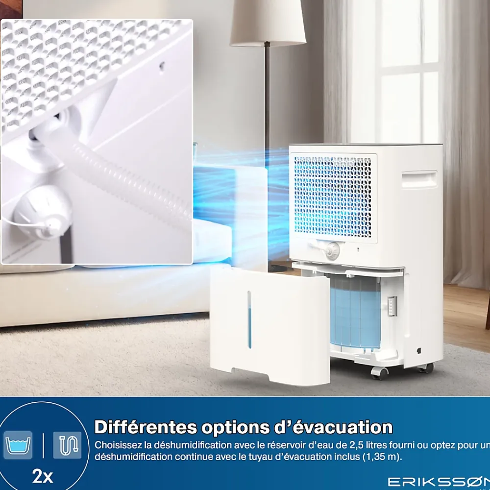 Eriksson Déshumidificateur 20 litres adapté pour chambre salon cave Dehumidifier* Déshumidificateur D'Air