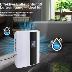 Déshumidificateur 2000 ml avec télécommande, minuterie 24 h, nettoyage UV et mode veille (blanc)><noscript><img width=
