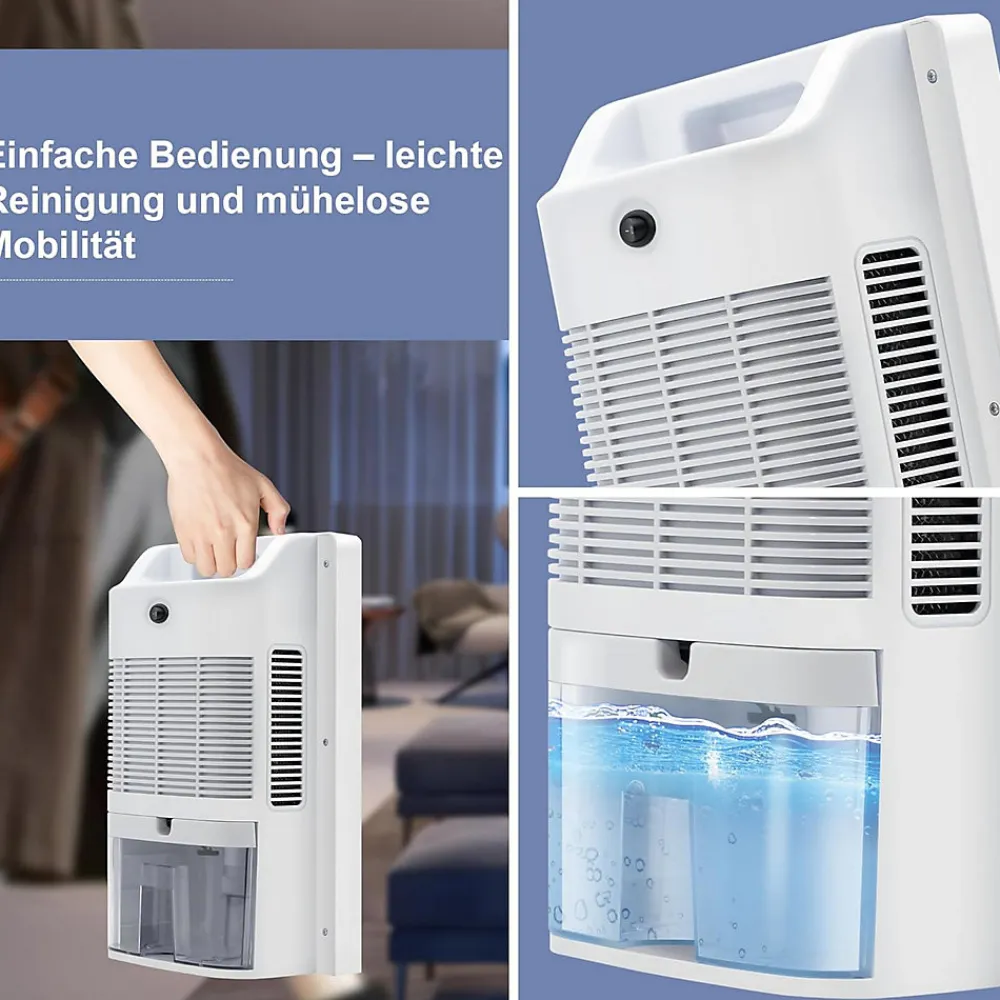 Déshumidificateur 2000 ml avec télécommande, minuterie 24 h, nettoyage UV et mode veille (blanc)>Nettlife Online