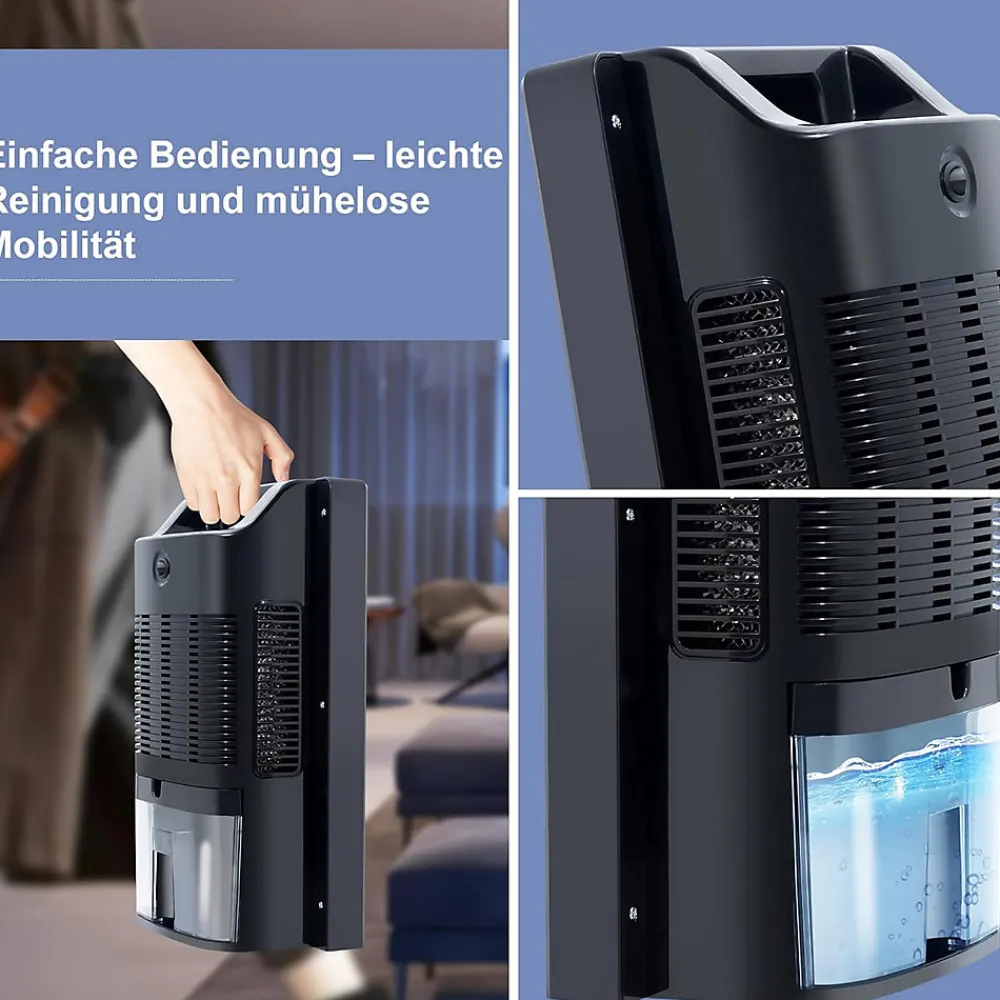 Déshumidificateur 2000 ml avec télécommande, minuterie 24 h, nettoyage UV et mode veille (noir)>Nettlife Clearance