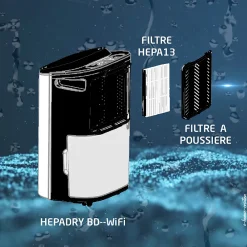 Britec Déshumidificateur + purificateur wifi 155W* Déshumidificateur D'Air