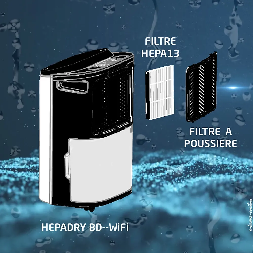 Britec Déshumidificateur + purificateur wifi 155W* Déshumidificateur D'Air