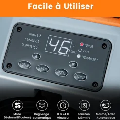 Déshumidificateur air 85 L jour Déshumidificateur Mobile avec Dégivrage Automatique Minuterie 24H Tuyau de drainage Pompe><noscript><img width=