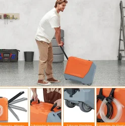 Déshumidificateur air 85 L jour Déshumidificateur Mobile avec Dégivrage Automatique Minuterie 24H Tuyau de drainage Pompe><noscript><img width=