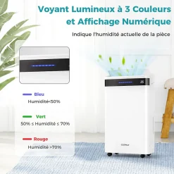 Déshumidificateur d'air 28,5L/Jour, 4 Modes, Réservoir d'Eau 5,5L, Minuterie 0-24H, avec Roues pour Chambre, Salon 35m²><noscript><img width=