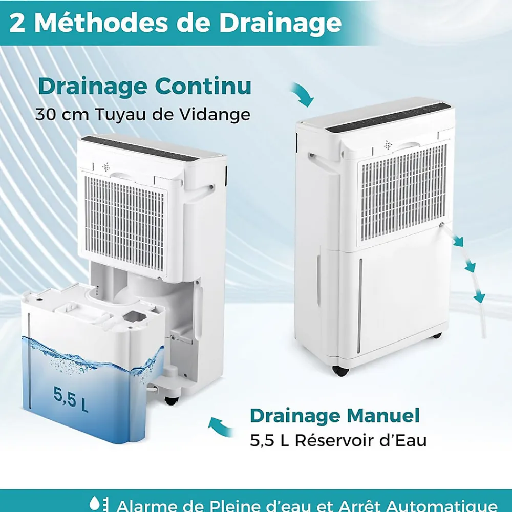 Déshumidificateur d'air 28,5L/Jour, 4 Modes, Réservoir d'Eau 5,5L, Minuterie 0-24H, avec Roues pour Chambre, Salon 35m²>Giantex Discount