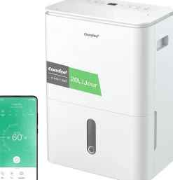 Déshumidificateur 2EN1,Elimine l'humidité jusqu'à 20LJour, Purification d'air avec ioniseur, 4 Modes, Fonction Air Swing>Nature Pro Hot