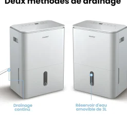 Déshumidificateur 2EN1,Elimine l'humidité jusqu'à 20LJour, Purification d'air avec ioniseur, 4 Modes, Fonction Air Swing><noscript><img width=