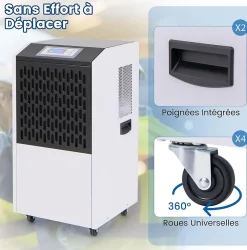 Giantex Déshumidificateur Industriel1300W,118L, Contrôle Humidité,avec 4 Roues, Minuterie 0-24H, pour Entrepôts et Caves* Déshumidificateur D'Air
