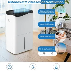 Giantex Déshumidificateur 50L Jour pour Pièces 60 avec 4 Modes 2 Vitesses De Ventilateur écran Tactile Contrôle Wifi Minuterie 24H* Déshumidificateur D'Air