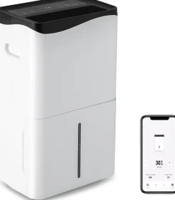 Giantex Déshumidificateur 50L Jour pour Pièces 60 avec 4 Modes 2 Vitesses De Ventilateur écran Tactile Contrôle Wifi Minuterie 24H* Déshumidificateur D'Air
