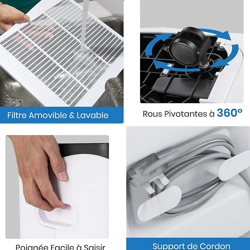 Giantex Déshumidificateur 50L Jour pour Pièces 60 avec 4 Modes 2 Vitesses De Ventilateur écran Tactile Contrôle Wifi Minuterie 24H* Déshumidificateur D'Air