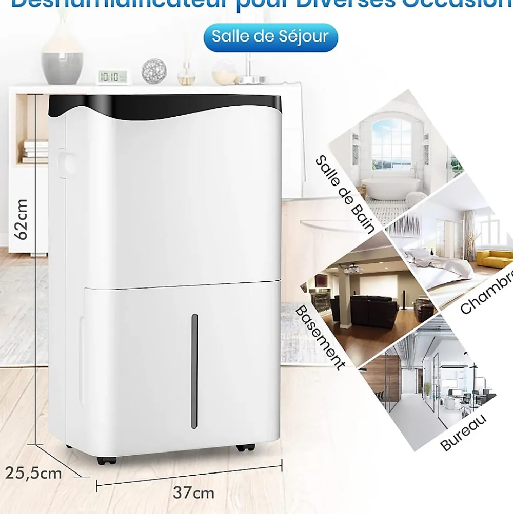 Giantex Déshumidificateur 50L Jour pour Pièces 60 avec 4 Modes 2 Vitesses De Ventilateur écran Tactile Contrôle Wifi Minuterie 24H* Déshumidificateur D'Air