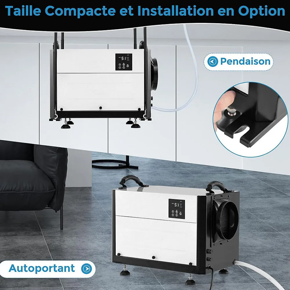 Déshumidificateur 58,5L/Jour, 2 Méthodes Drainage, 24 Minuterie, 2 Modes, Panneau de Contrôle ,Blanc>Giantex Clearance