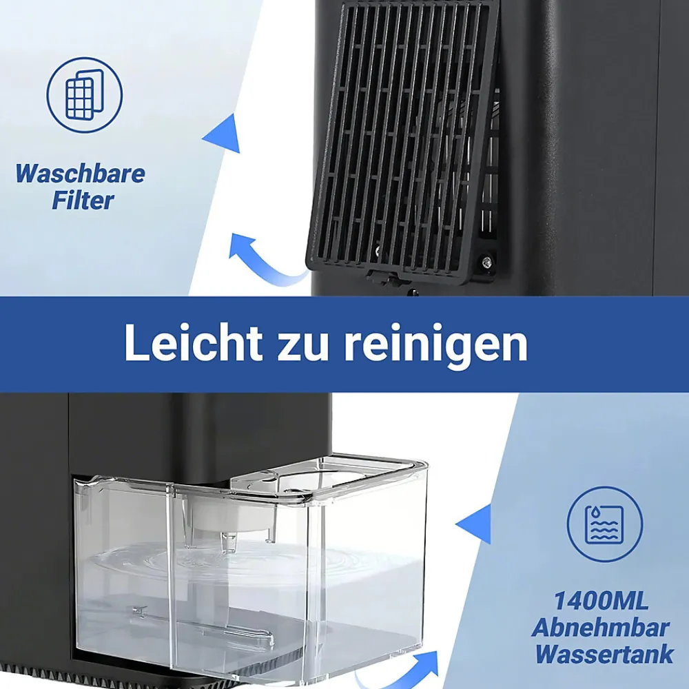 Déshumidificateur 1400 ml avec minuterie et d'ambiance (noir)>Nettlife Best
