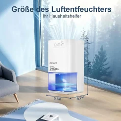Nettlife Déshumidificateur 1400 ml avec minuterie et d'ambiance (blanc)* Déshumidificateur D'Air