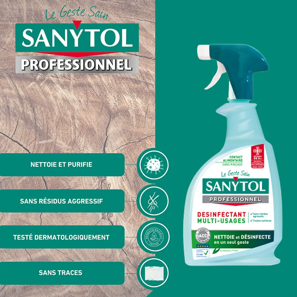 Désinfectant multi-usages eucalyptus 0,75L>Sanytol Outlet