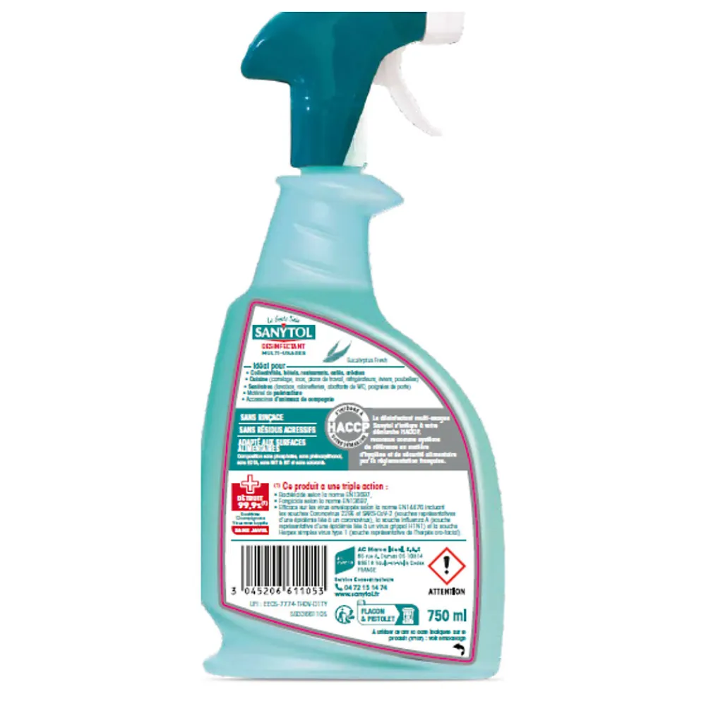 Désinfectant multi-usages eucalyptus 0,75L>Sanytol Outlet