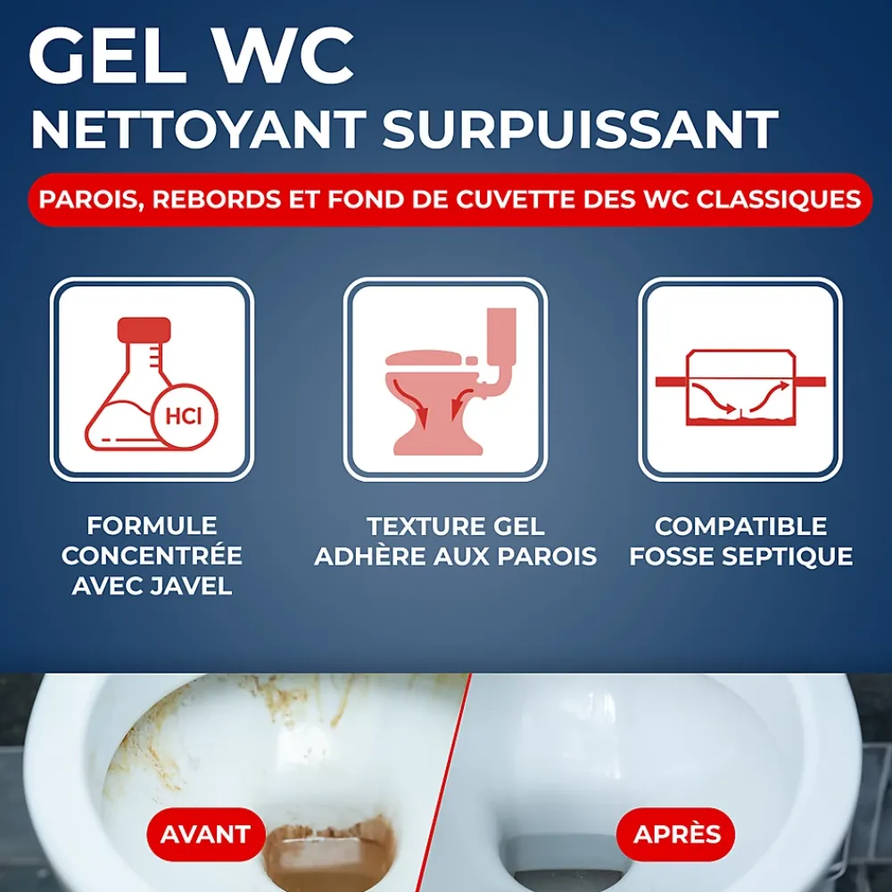 Starwax Désinfectant nettoyant gel javel WC 750 ml* Nettoyant Pour Wc