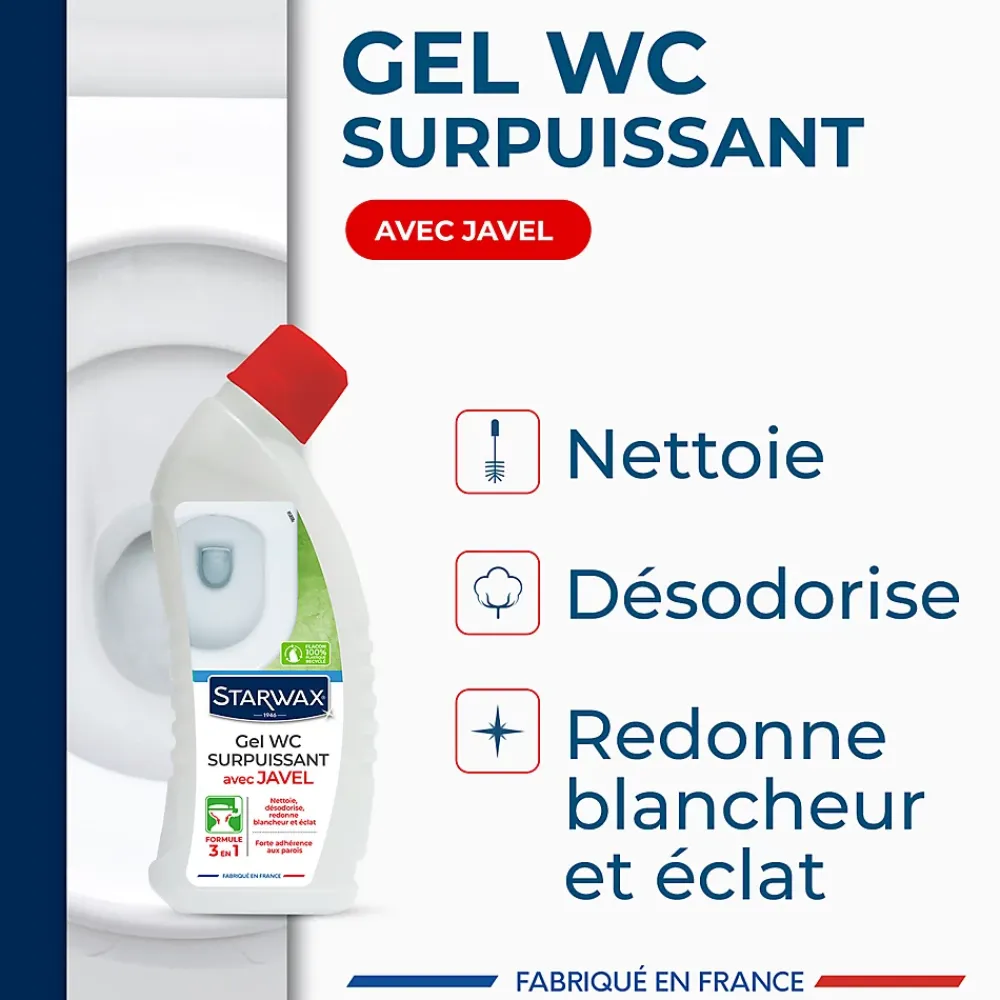 Starwax Désinfectant nettoyant gel javel WC 750 ml* Nettoyant Pour Wc