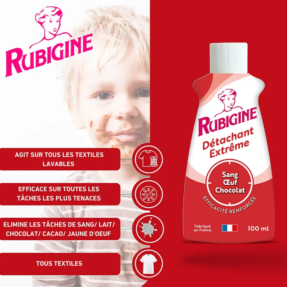 Rubigine Détachant extrême sang, oeuf, chocolat 100ml* Entretien Du Textile