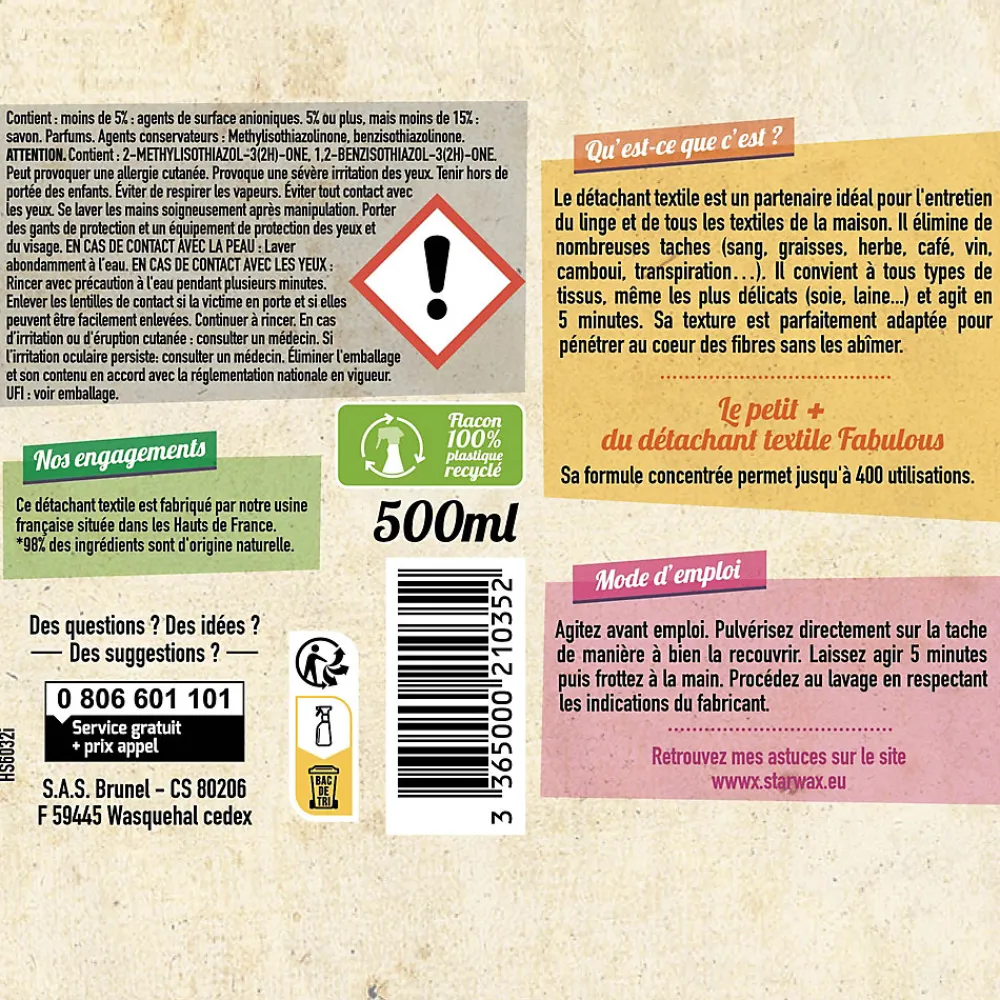 Détachant textile fiel de bœuf Starwax The fabulous 500ml>Starwax Fabulous Hot
