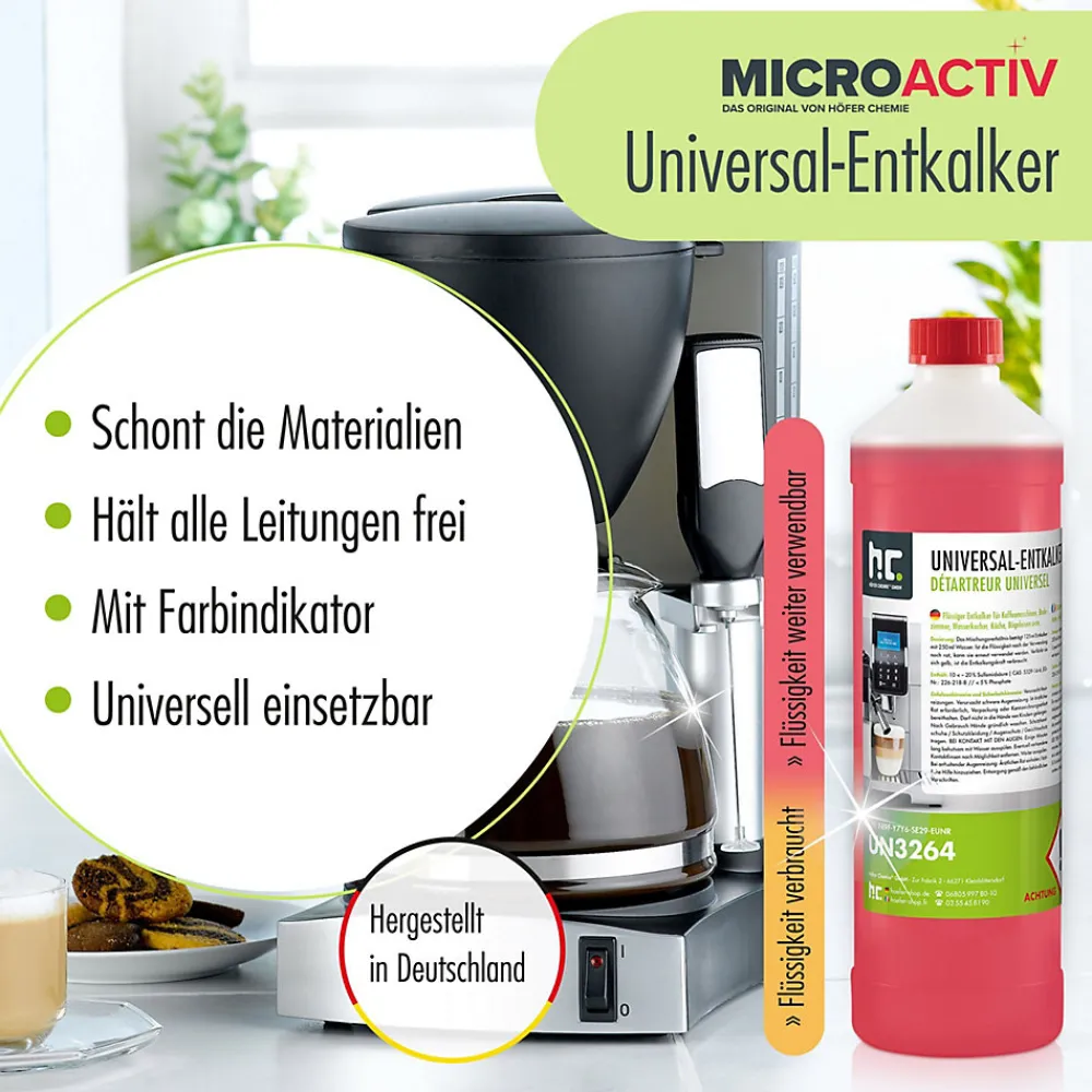 Détartrant Universel Microactiv Avec Indicateur De Couleur Pour Machines À Café Entièrement Automatiques En Bidon De 96 x 5 L>Höfer Chemie Clearance