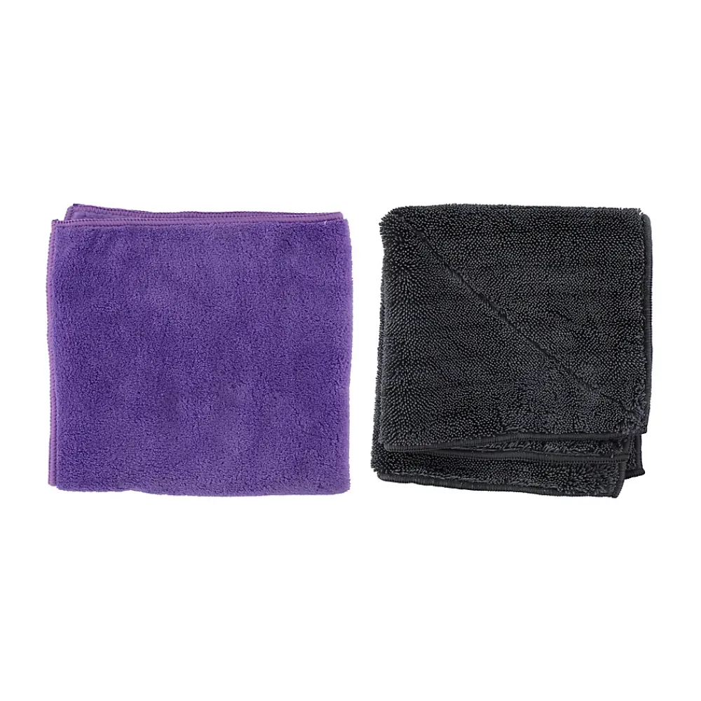 Dunlop Lot de 2 Chiffon Microfibre XL Voiture 36x36cm, Ultra-Absorbant 660gsm, Lavable & Réutilisable, Nettoyage Sec & Humide* Chiffon