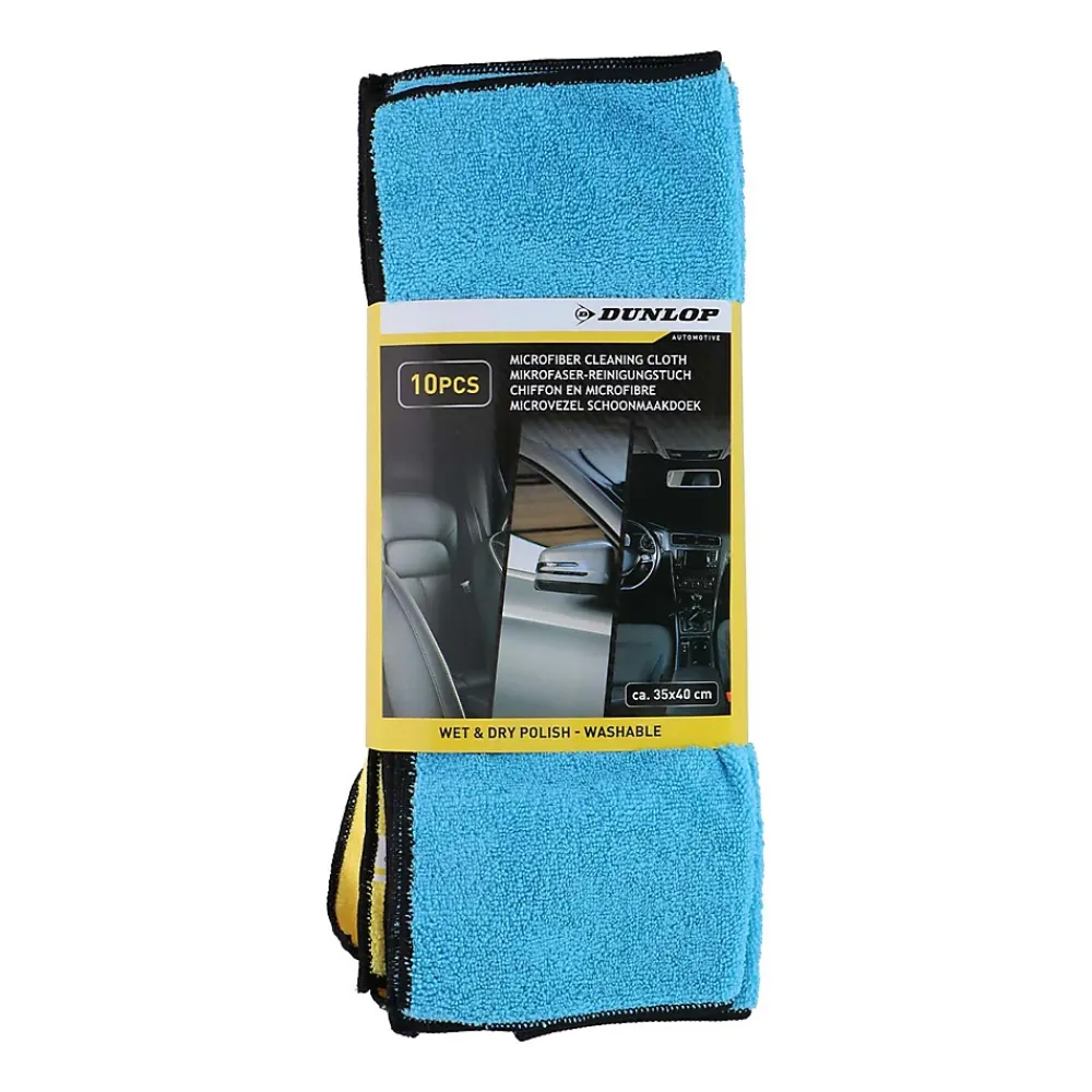 Dunlop Lot de 10 Microfibre 35x40cm 300gsm - Nettoyage Humide & Sec, Haute Absorption, Lavable, Réutilisable, Entretien Auto* Chiffon