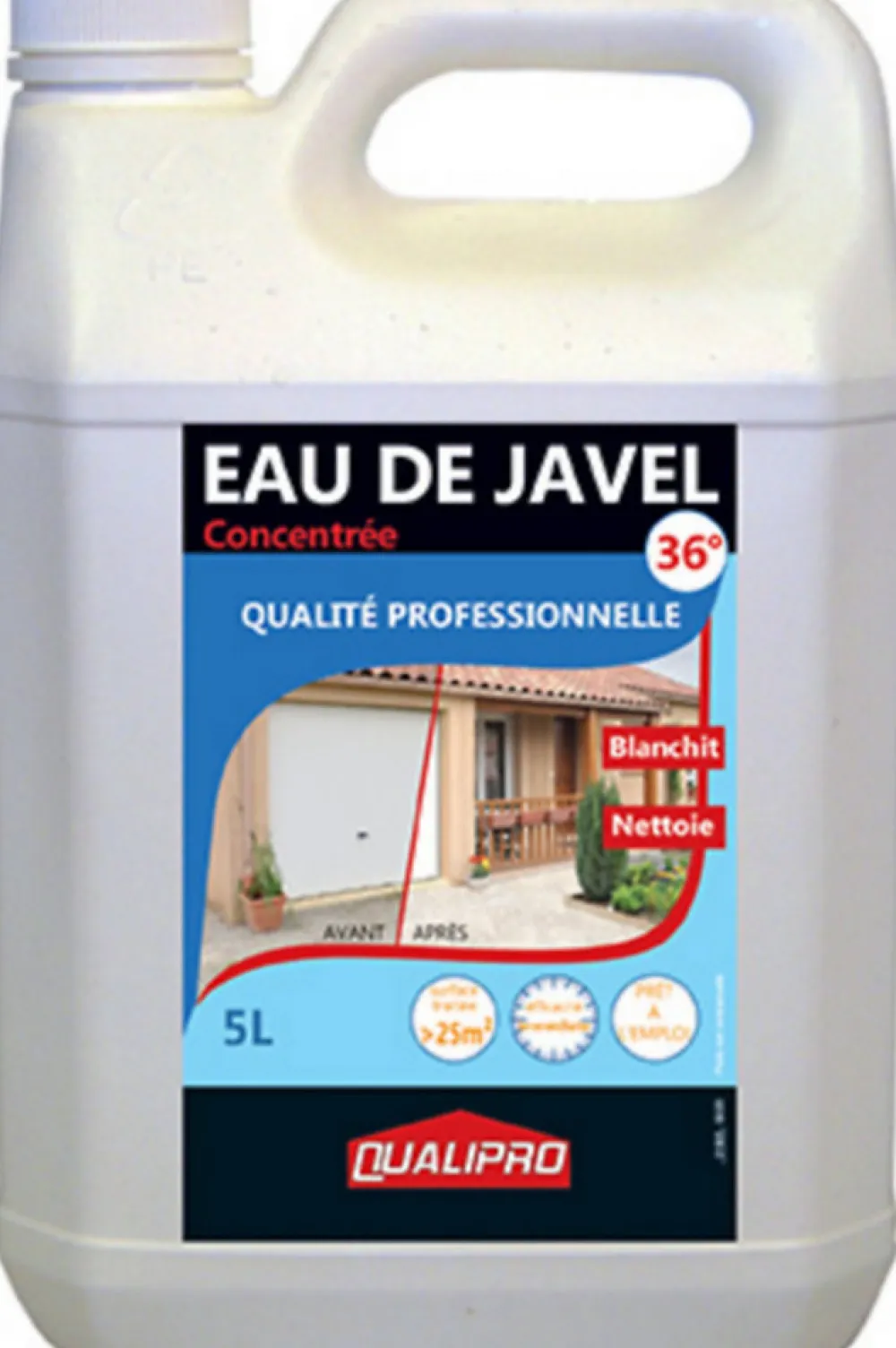 Eau de javel concentrée 9,6% 36° qualité professionnelle 5L>Qualipro Hot