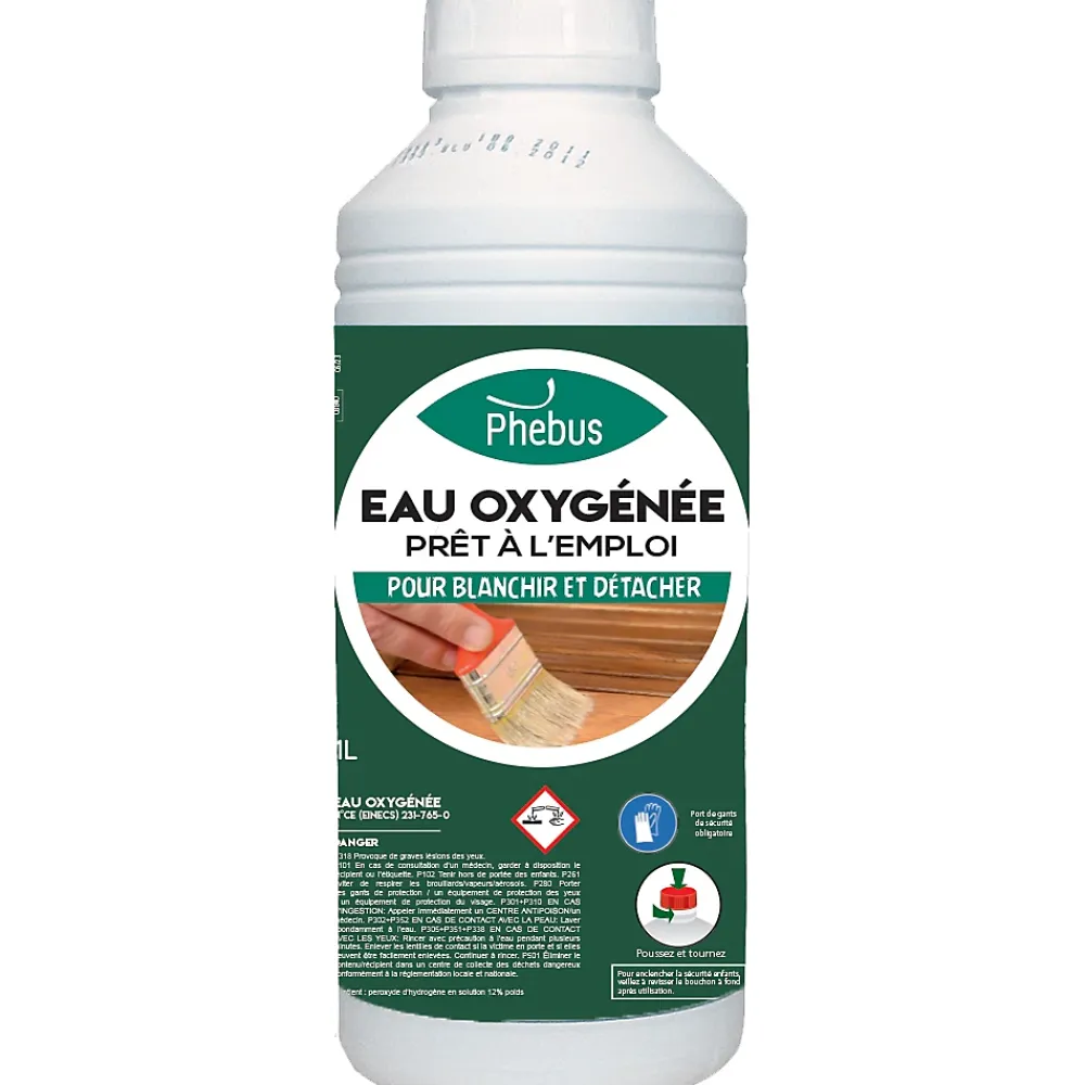 Phebus Eau oxygénée prêt à l'emploi 1L 12%* Eau Oxygénée|Entretien Du Textile