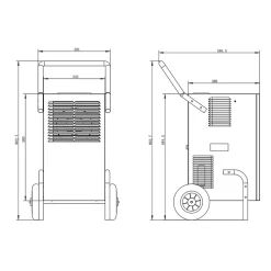 Eberth Déshumidificateur d'air professionnel de chantier, capacité 50L / jour, réglable par pas de 1% de 20% à 90% RH* Déshumidificateur D'Air