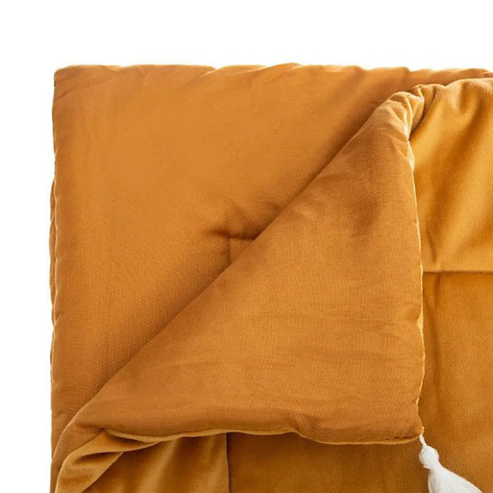 Atmosphera Edredon en velours Atmosphéra Sonia 80 x 180 cm ocre* Boutis, Couvre-Lit, Édredon