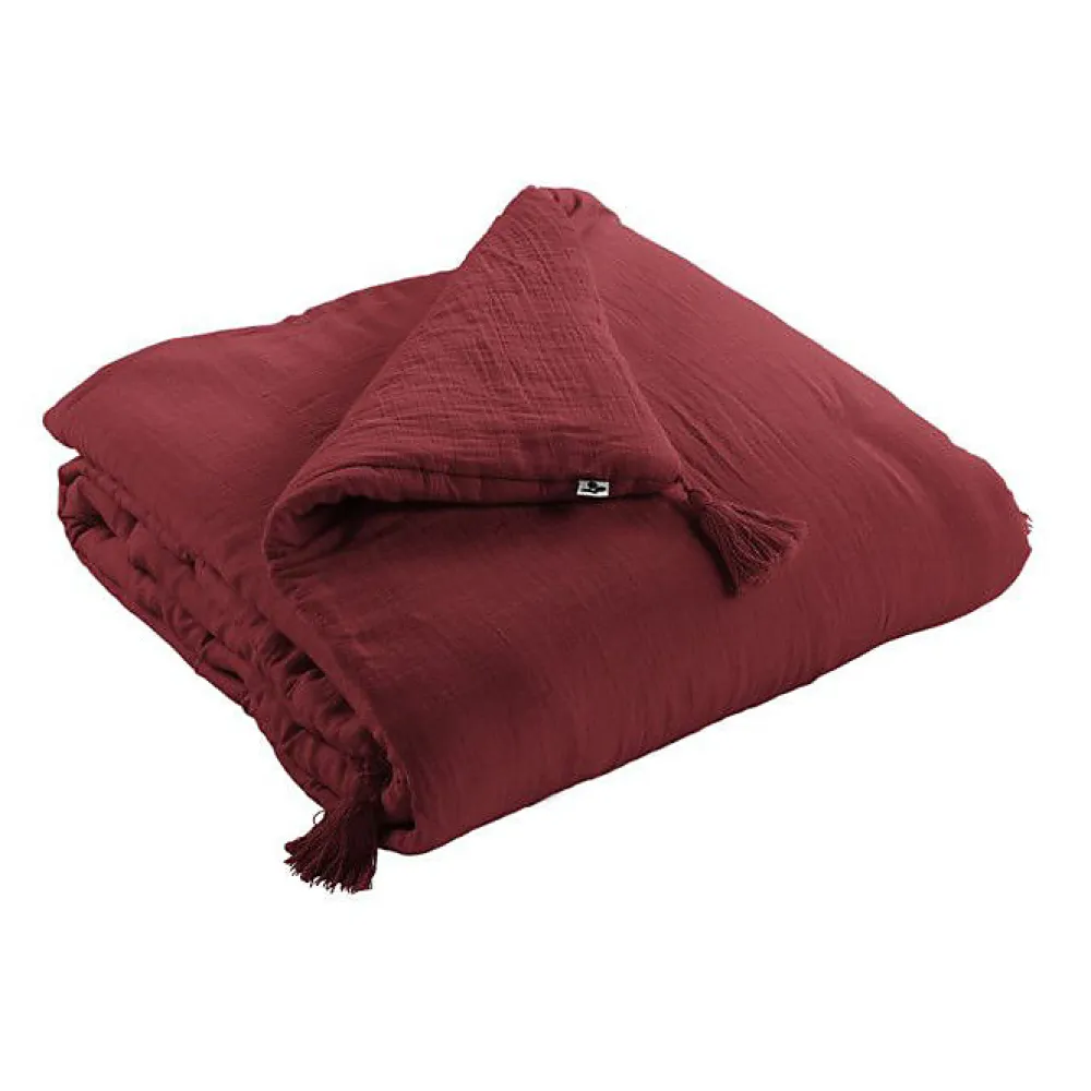 Edredon Gaïa Lie de Vin 90 x 200 cm>L'Effet Papillon Discount