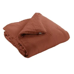L'Effet Papillon Edredon ou Bout de lit "Gaïa" toutes dimensions "Gaze de Coton" - Gaia Terracotta - 180 x 240 cm* Boutis, Couvre-Lit, Édredon