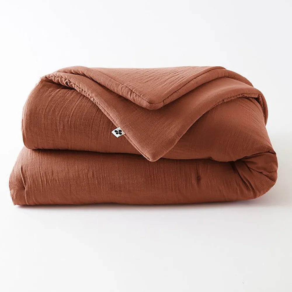 L'Effet Papillon Edredon ou Bout de lit "Gaïa" toutes dimensions "Gaze de Coton" - Gaia Terracotta - 180 x 240 cm* Boutis, Couvre-Lit, Édredon
