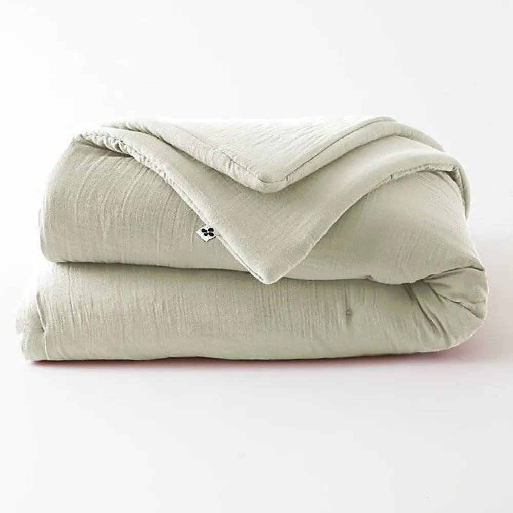 L'Effet Papillon Edredon ou Bout de lit "Gaïa" toutes dimensions "Gaze de Coton" - Gaia Vert d'Eau - 180 x 240 cm* Boutis, Couvre-Lit, Édredon