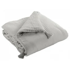 Edredon ou Bout de lit "Gaïa" toutes dimensions "Gaze de Coton" - Gaïa Nuage - 150 x 150 cm>L'Effet Papillon Discount